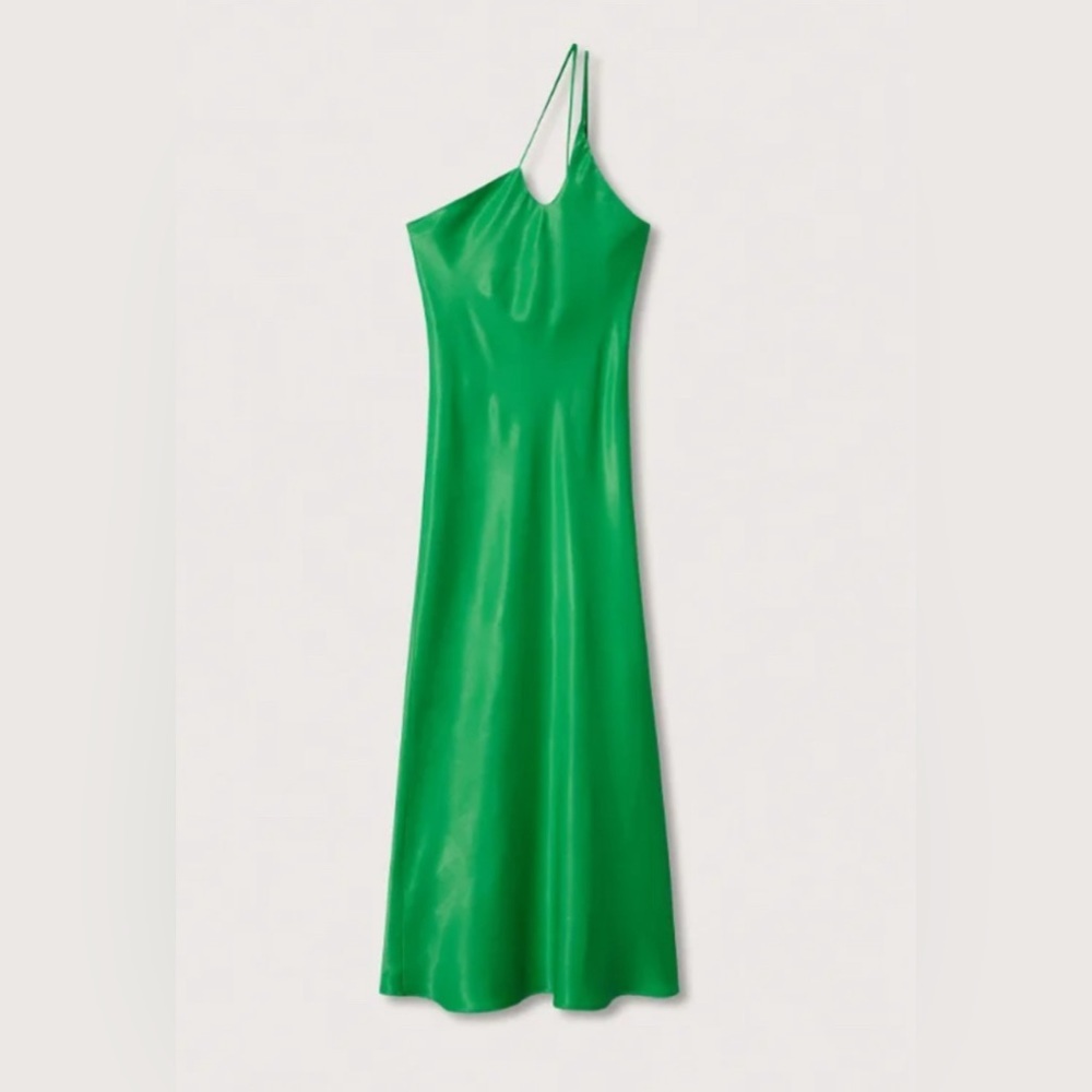 MANGO Asymmetrical Satin Dress, Size M - Picture 6 of 15